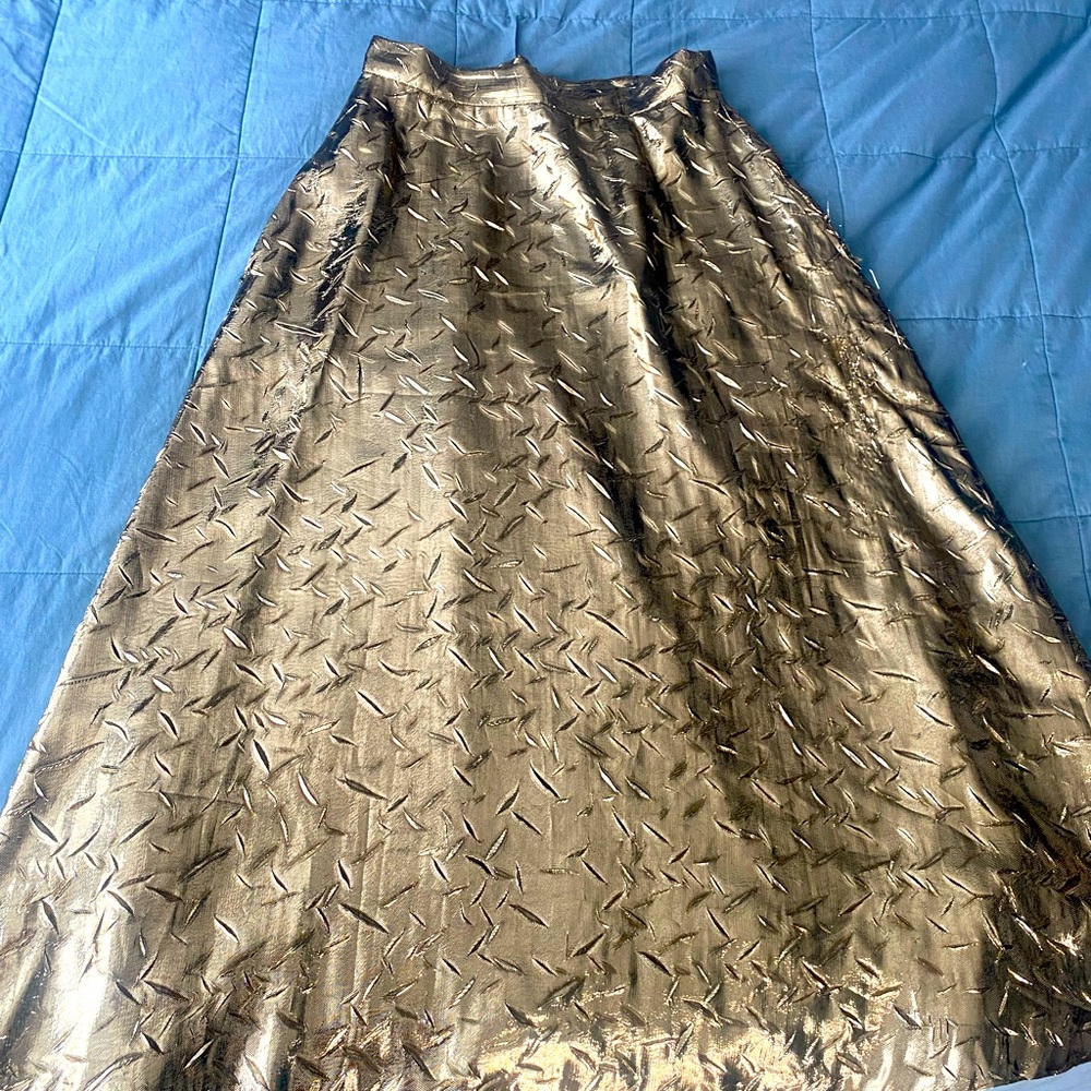 Vintage Halston Gold Skirt with Pockets